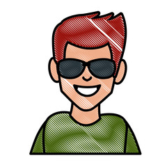 Man with sunglasses cartoon icon vector illustration graphic design