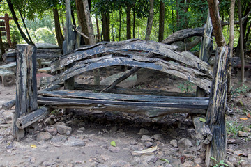 Solid bench in the tropical forest, Thailand