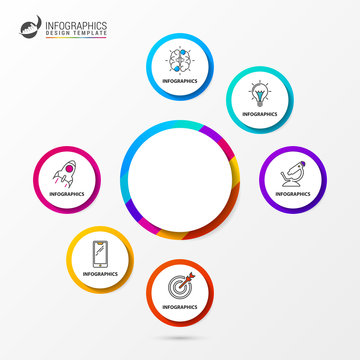 Circle infographic. Business concept with six options. Vector