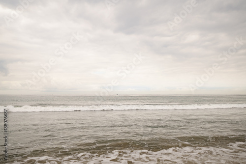 Ocean Waves On Santa Monica Beach In Cloudy November Day Stock Ocean Waves On Santa Monica Beach In Cloudy November Day