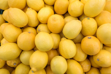 lemon on the market counter top view