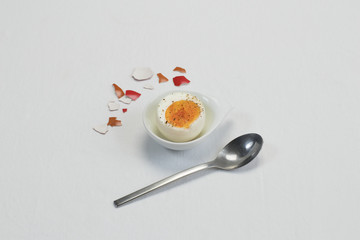 Easter Egg with Sliced off Top and Red Shell Fragments