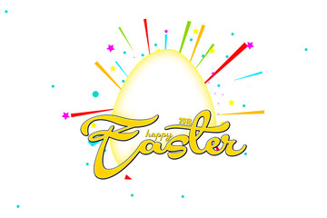 Fototapeta premium Happy Easter with stars, white background with colorful star.