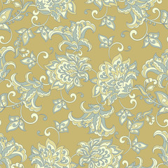 Fototapeta na wymiar vintage pattern in indian batik style. floral vector background