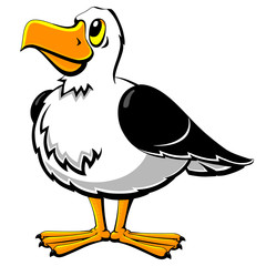 Albatross, a large seagull. Cartoon character.
