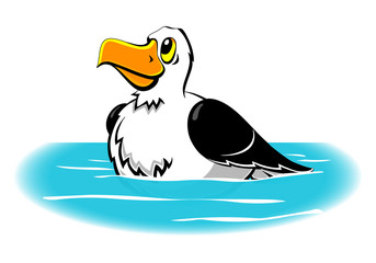 Albatross, a large seagull. Cartoon character.