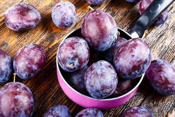 ripe plum with  top view.new agricultural crop