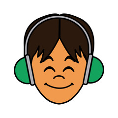 Man with music headphones icon vector illustration graphic design