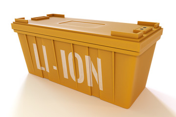 Rechargeable Li-ion battery isolated on white background. 3d illustration