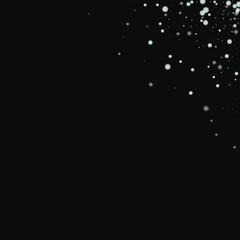 Beautiful falling snow. Top right corner gradient with beautiful falling snow on black background. Magnificent Vector illustration.