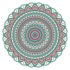 Fototapeta na wymiar Ethnic ornamental mandala. Decorative design element. Hand drawn vector illustration