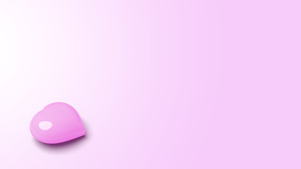One heart on pastel backkground.Only one love.Valentine concept.3d rendering.