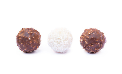Chocolate ball confection candy isolated on white background