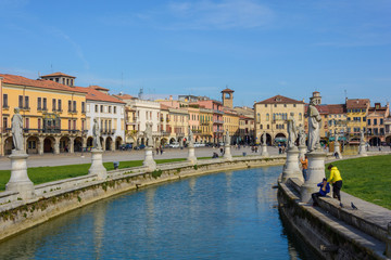 Naklejka premium City Square and park with canal in Padua, Italy April 2015