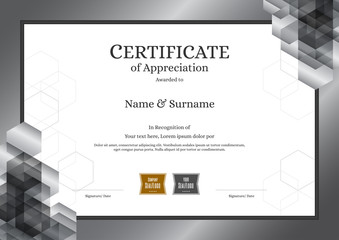 Luxury certificate template with elegant border frame, Diploma design for graduation or completion