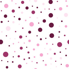 Colorful polka dots seamless pattern on white 22 background. Attractive classic colorful polka dots textile pattern. Seamless scattered confetti fall chaotic decor. Abstract vector illustration.