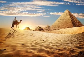Deurstickers Egypte Zonsondergang in de woestijn