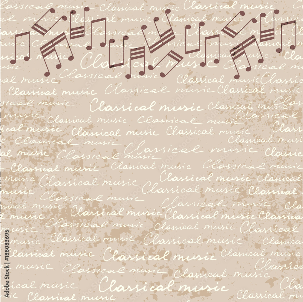 Aufkleber classical music background pattern with the notes.