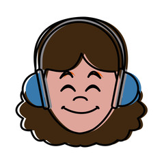 Woman with music headphones icon vector illustration graphic design