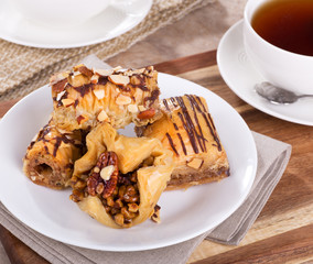 Assorted Baklava Pastries on a Plate