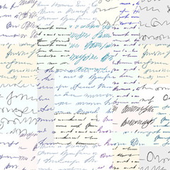 Seamless background pattern. Imitation of a abstract vintage lettering. Unreadable text.