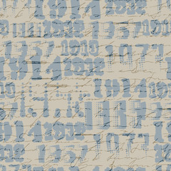 Seamless background pattern. Imitation of a abstract vintage lettering on halftone years. Unreadable text.