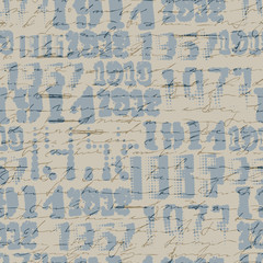Obraz premium Seamless background pattern. Imitation of a abstract vintage lettering on halftone years. Unreadable text.
