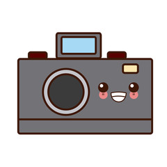 Vintage photographic camera cute kawaii cartoon vector illustration design