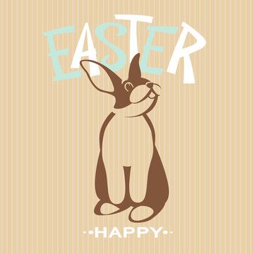 rabbit happy  easter   vector illustration flat style