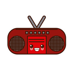 Radio stereo device cute kawaii cartoon vector illustration design
