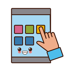 Tablet apps symbol cute kawaii cartoon vector illustration design
