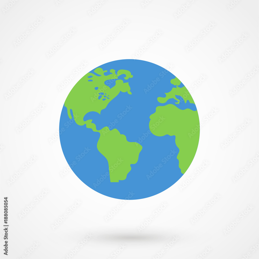 Wall mural vector planet earth icon. flat design vector illustration for web banner, web and mobile, infographi