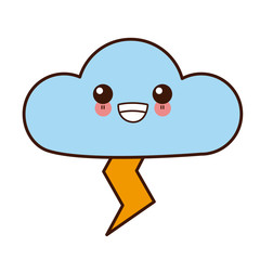 Rainy cloud symbol cute kawaii cartoon vector illustration design