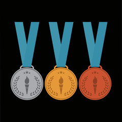 Gold, silver and bronze medal icon. Medal set. Vector set. Medal isolated on white background