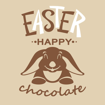 rabbit happy  easter   vector illustration flat style