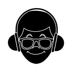 Man with music headphones icon vector illustration graphic design