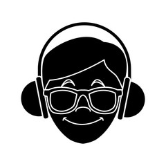 Man with music headphones icon vector illustration graphic design