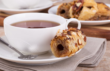 Baklava Pastry and a Cup of Tea