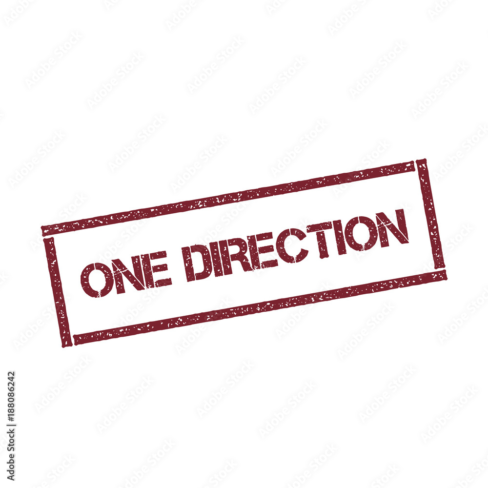 Poster one direction rectangular stamp. textured red seal with text isolated on white background, vector il