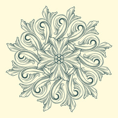 Vintage baroque mandala ornament. Vintage pattern in Victorian style.