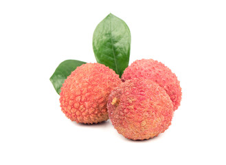 Three lychee fruits
