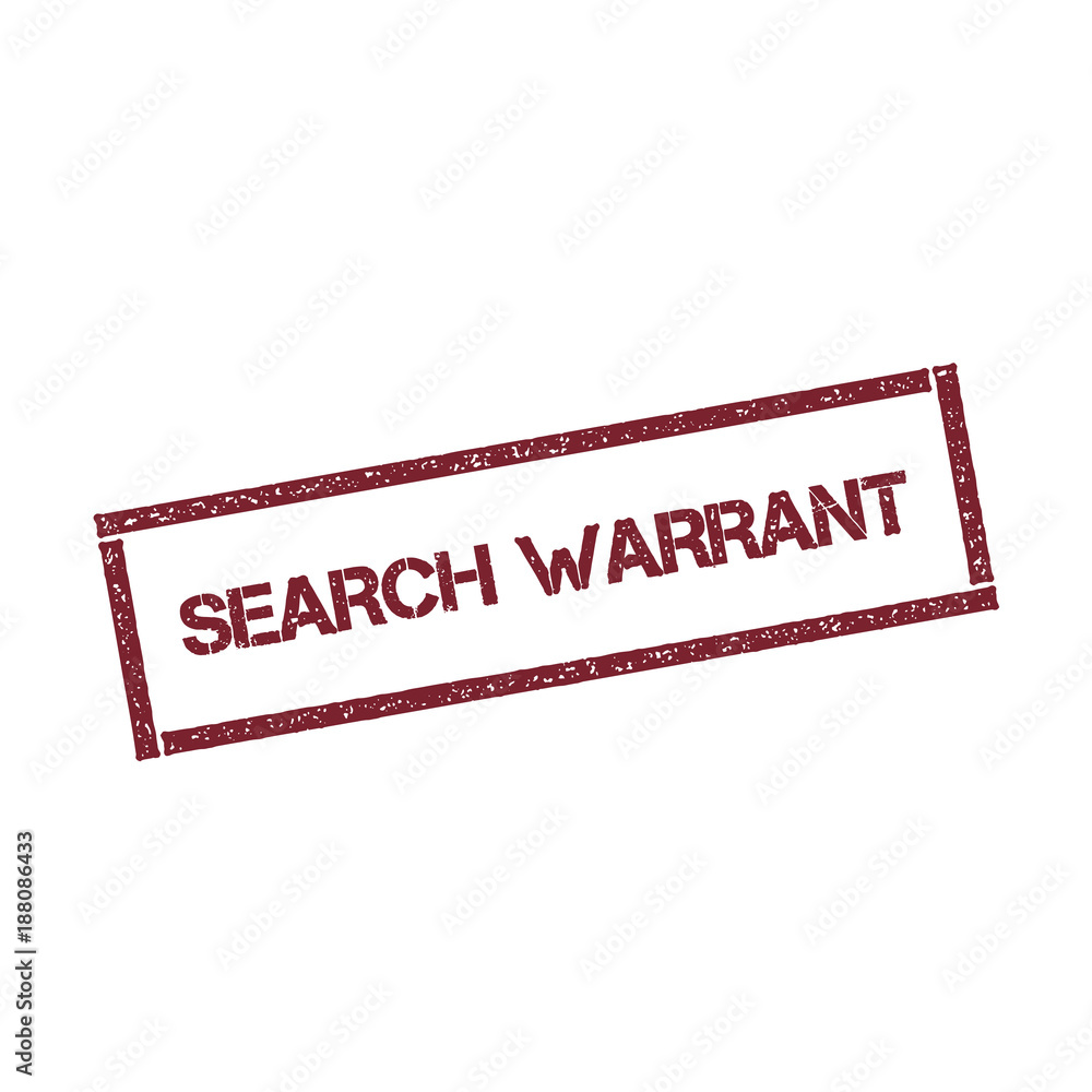 Poster search warrant rectangular stamp. textured red seal with text isolated on white background, vector i
