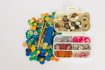 Collection of various colourful sewing buttons