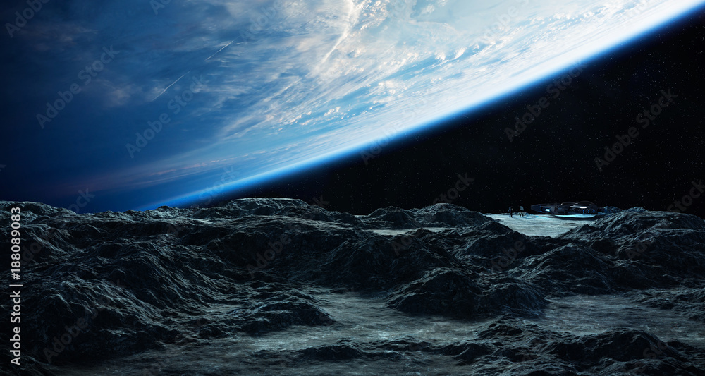 Poster Astronauts exploring an asteroid 3D rendering elements of this image furnished by NASA