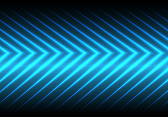 Abstract blue arrow light pattern on  black technology background vector illustration.
