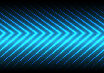 Abstract blue arrow light pattern on  black technology background vector illustration.