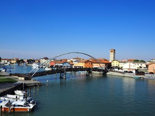 Town view of Marano Lagunare, fishing centre of the autonomous region of Friuli, in Italy