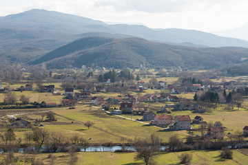 Fototapeta na wymiar Aerial view of the village in Montenegro