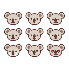 Koala emoticon set