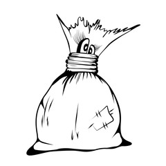 Comic cartoon character cute Sack, sketch vector illustration